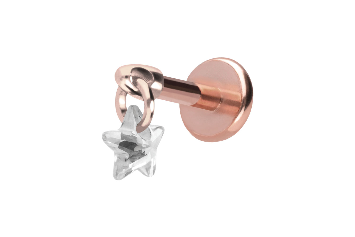 Titan Labret Piercing mit Push Fit KRISTALLSTERN
